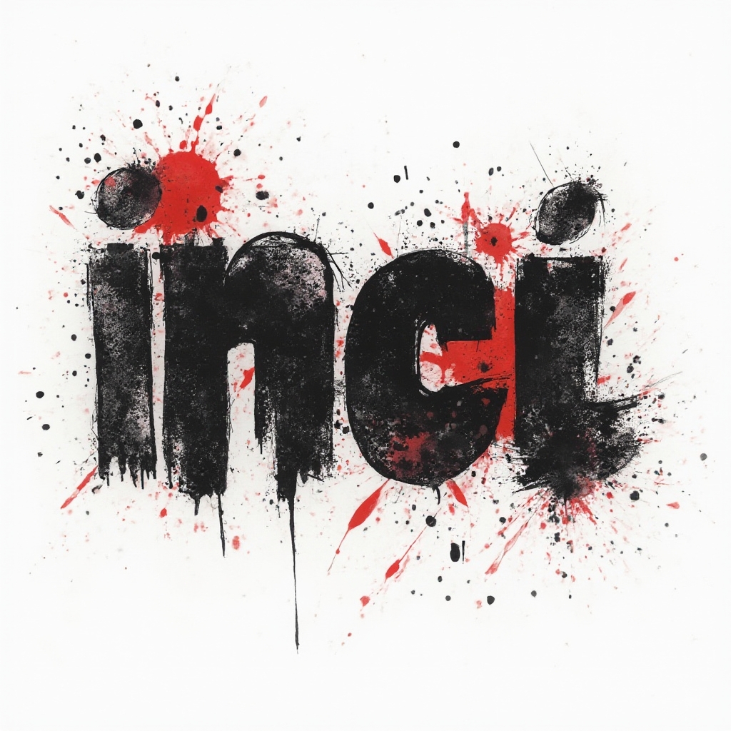 trash polka tattoo concept of the name inci in bold black and red grunge lettering on white background