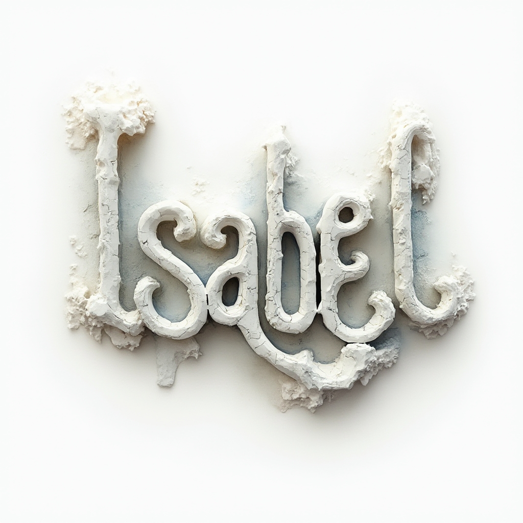 Surrealism-inspired tattoo concept of the name isabel with morphing, impossible letterforms on a white background.