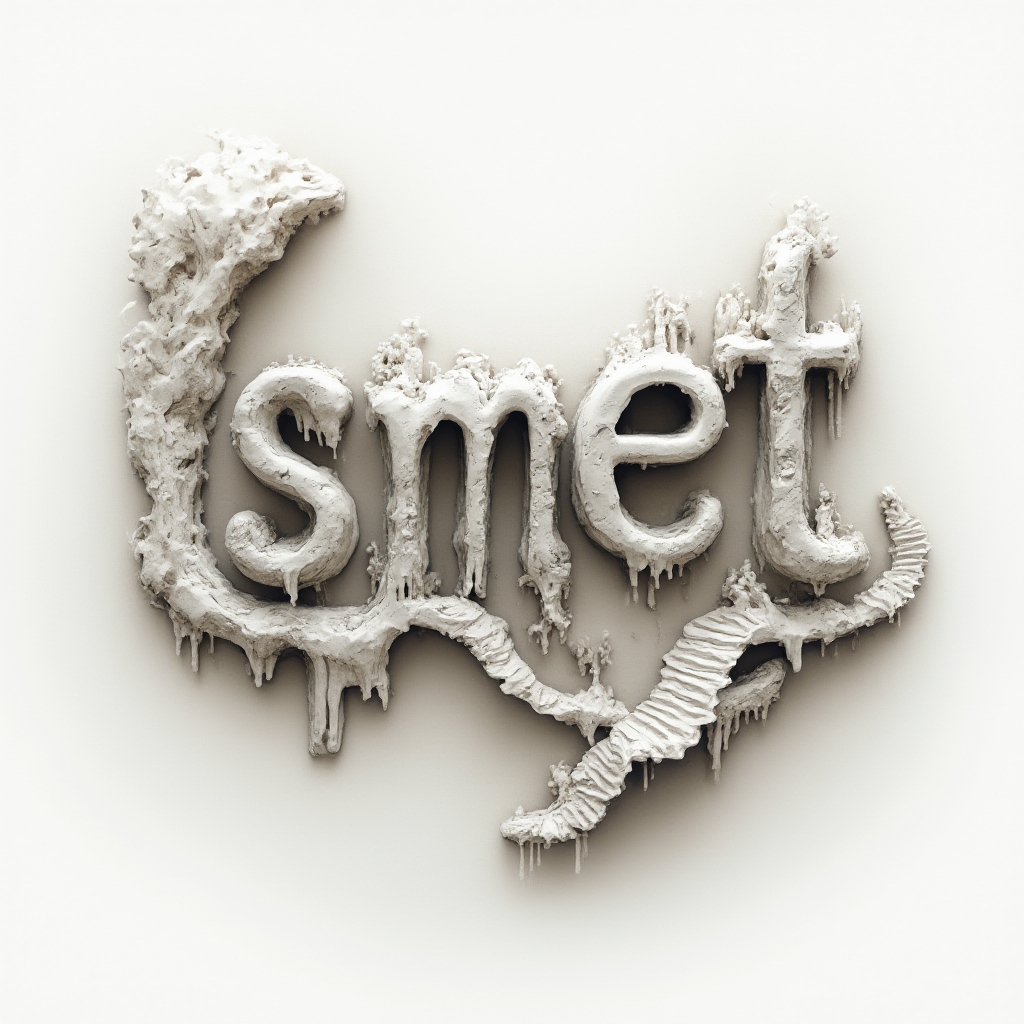 Surreal tattoo design where the name ismet becomes impossible 3D structures floating in white space.