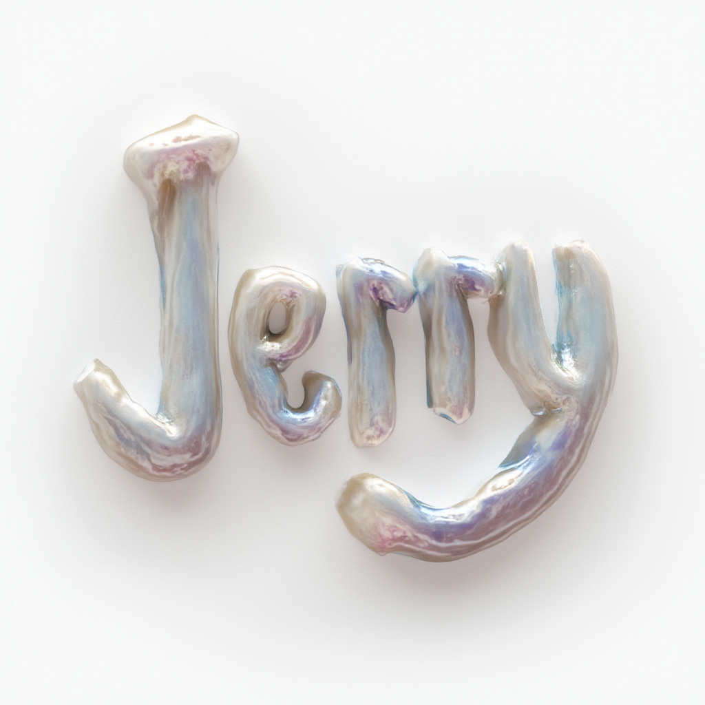 Surreal dreamlike tattoo concept where the name jerry melts and transforms in impossible shapes on a white background.