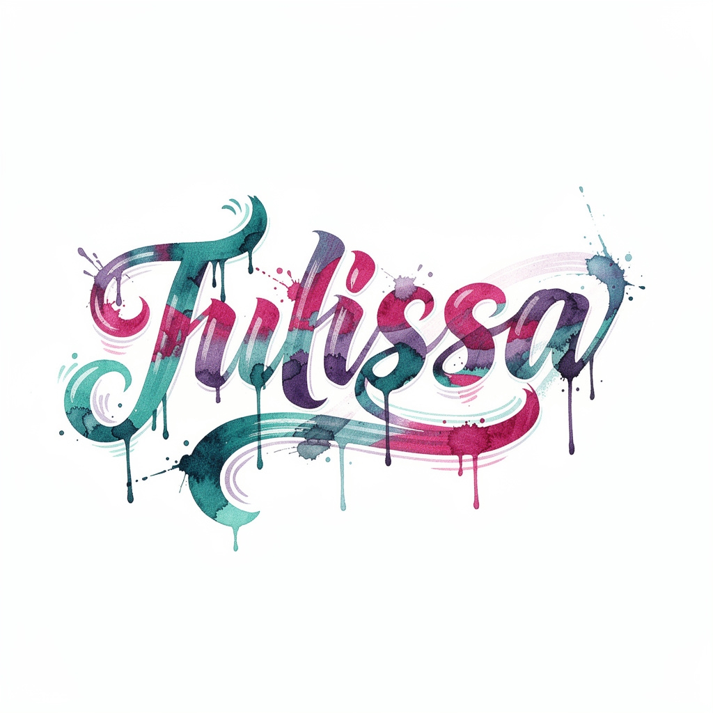 Watercolor-style tattoo artwork of the name Julissa on a white background.