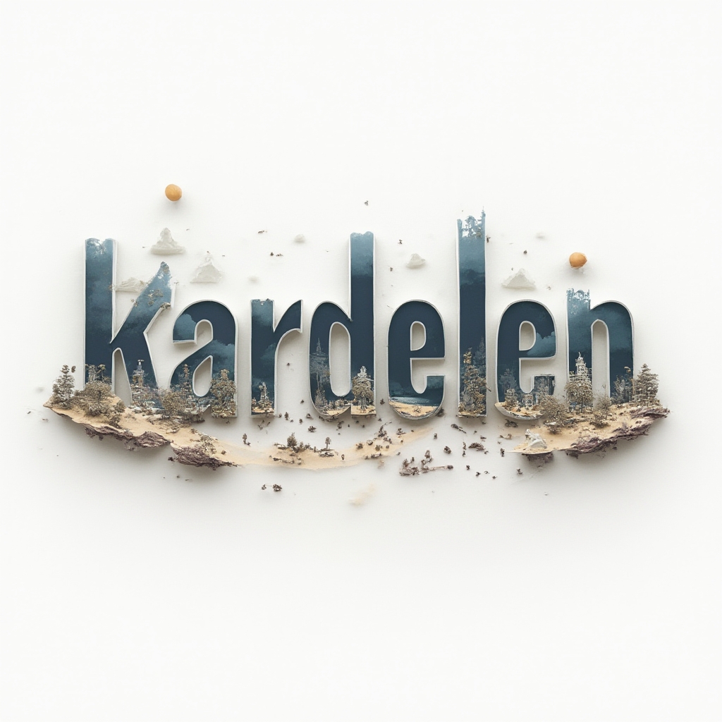 Surreal architectural kardelen name tattoo design on white background