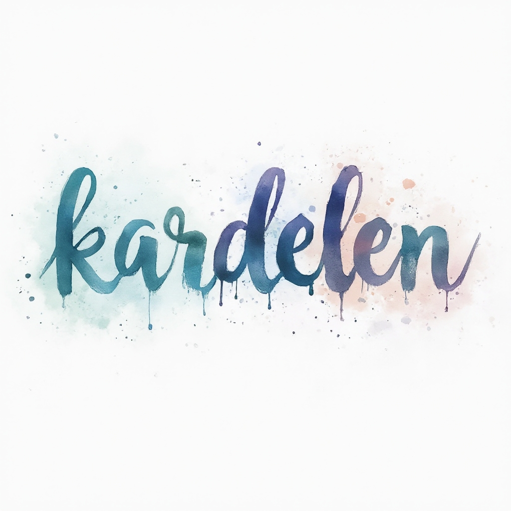 Watercolor calligraphic kardelen name tattoo concept on white background
