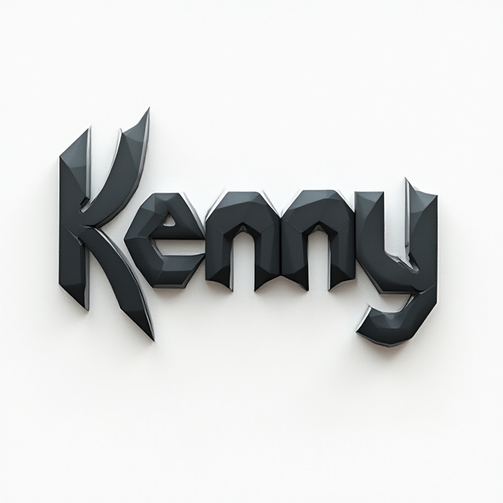 Abstract geometric black and grey composition subtly forming the name kenny on a white background