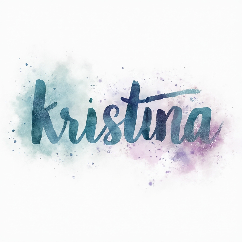 Watercolor tattoo concept of the name kristina in flowing multicolor brushstroke lettering on a white background