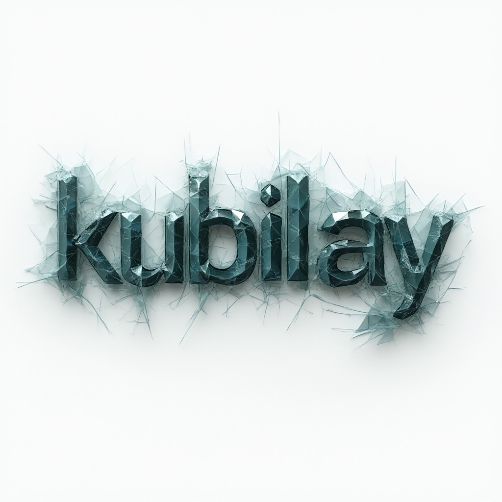 Geometric crystalline tattoo design with the name kubilay formed from interlocking polygonal shapes on a white background