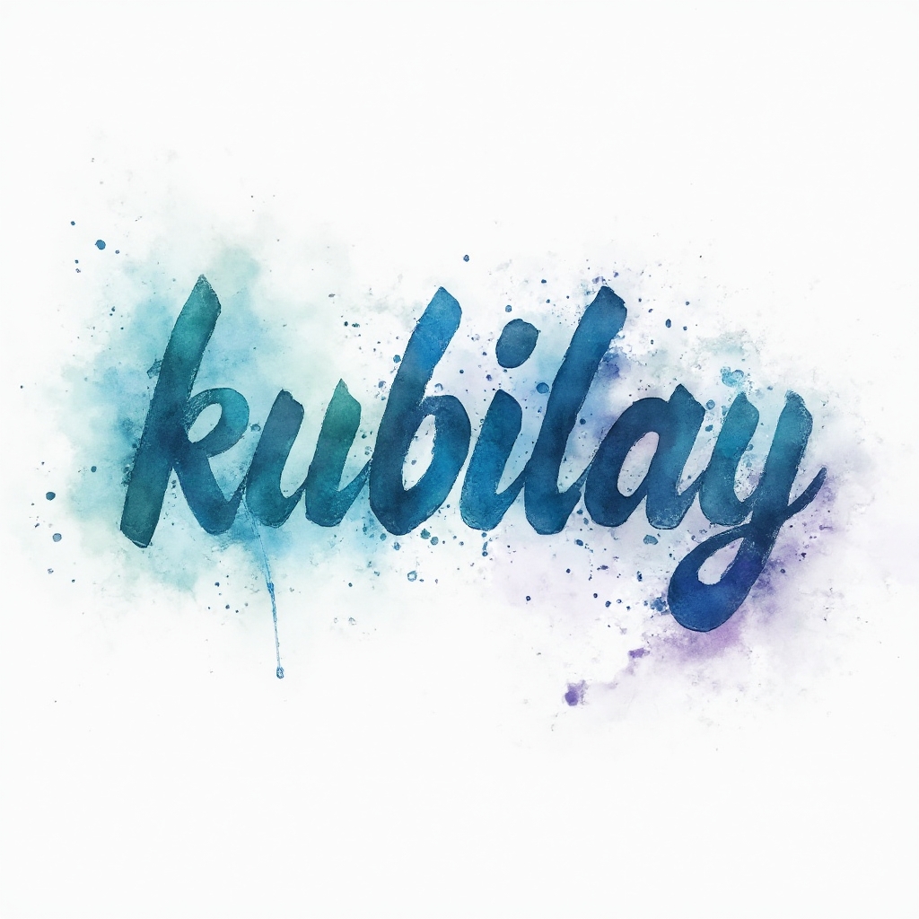 Watercolor ink splash tattoo concept with the name kubilay in flowing painted letters on a white background