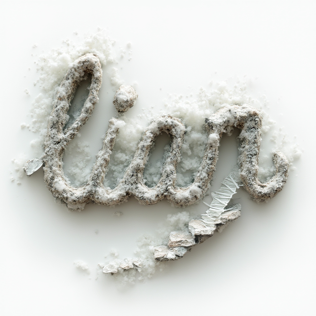 Surreal tattoo concept of the name lilian with melting script and impossible shapes on a white background.