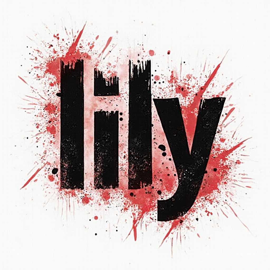 Trash Polka tattoo design where the name lily is built from distressed black letters, red splashes, and bold geometric shapes on white.