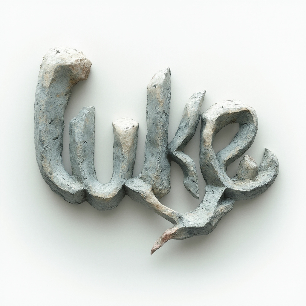 Surreal tattoo concept where the name luke becomes floating, dreamlike architectural forms on a white background