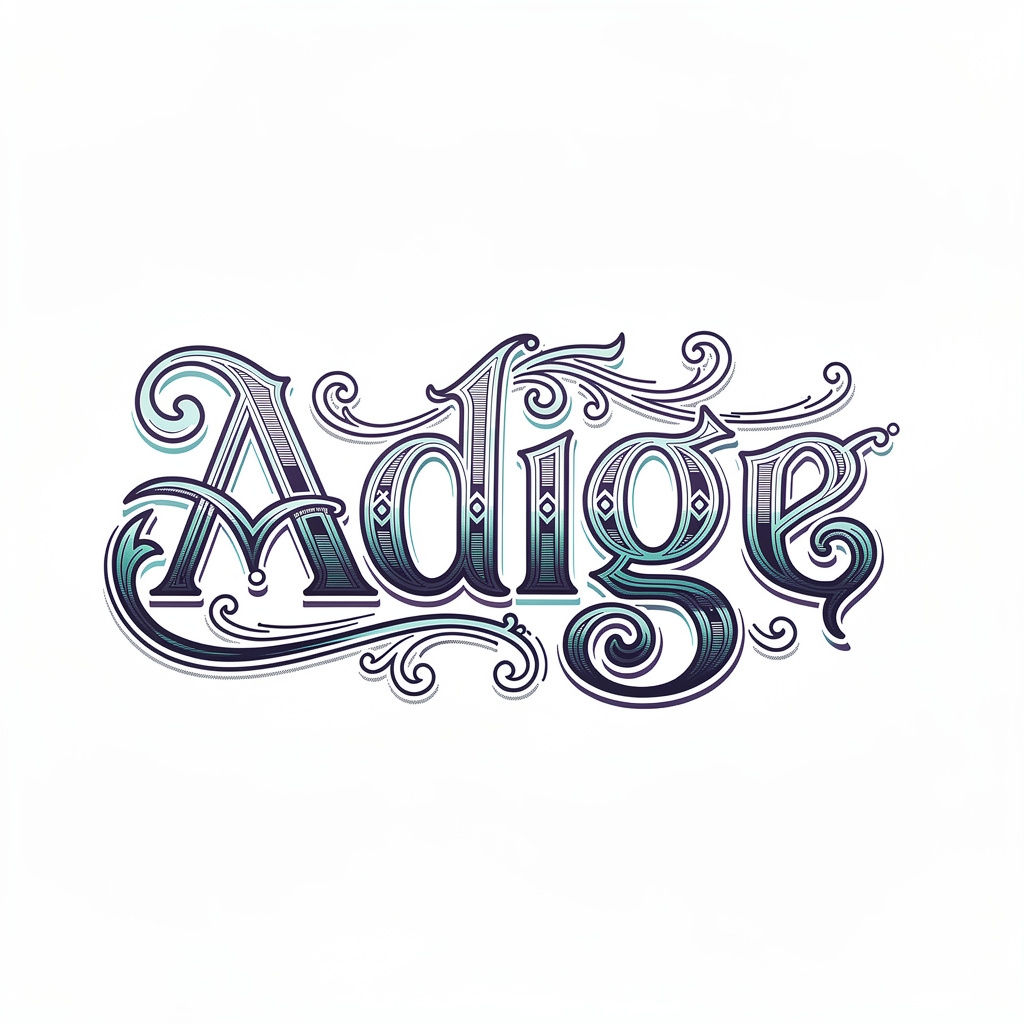Luminarc Flux tattoo-style emblem of the name Adige on white background.