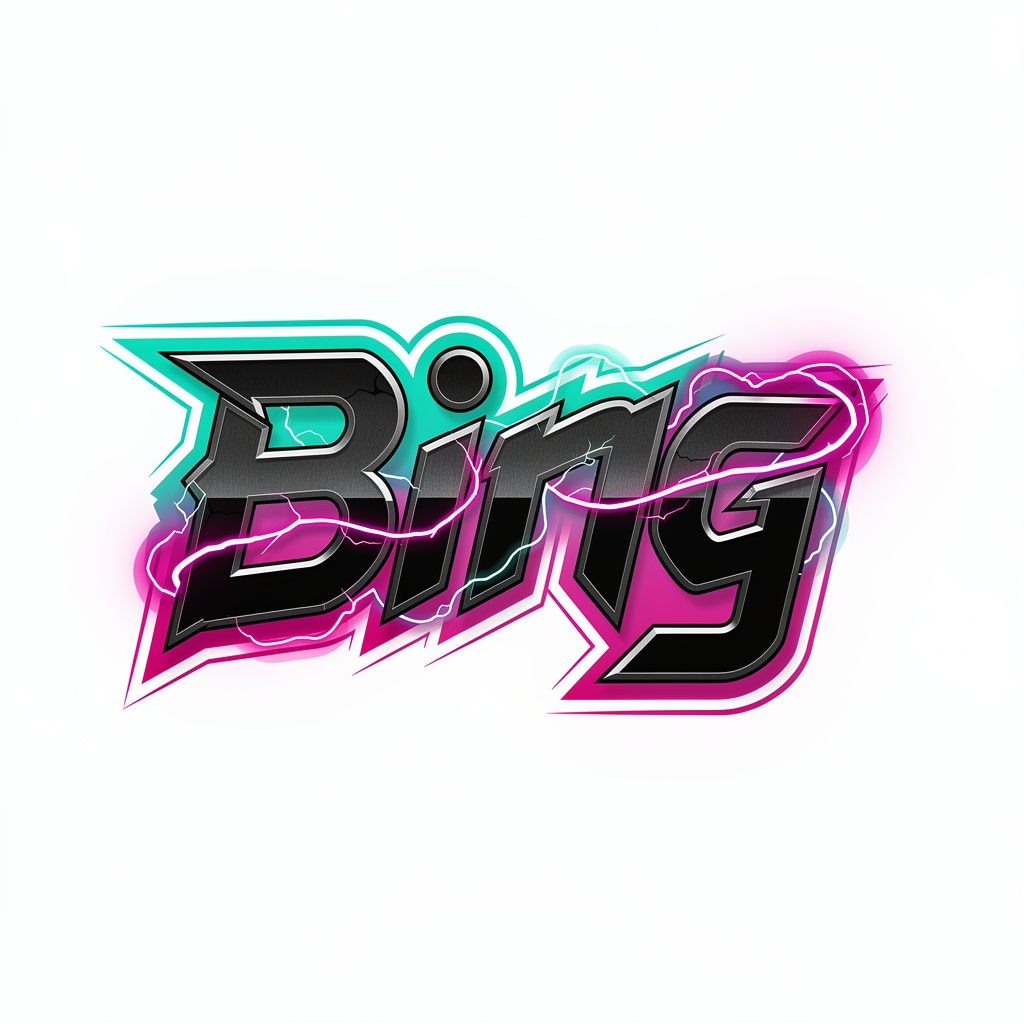 Futuristic glowing tattoo emblem featuring the name Bing.