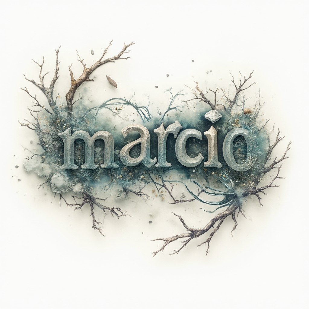Surreal tattoo concept where marcio transforms into dreamlike shapes and textures on a white background.