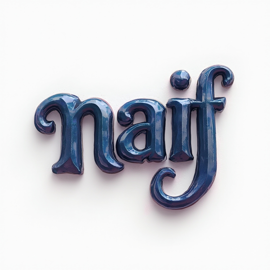 AI-Original-Style 3D-inspired tattoo concept of the name naif with dimensional lettering on white