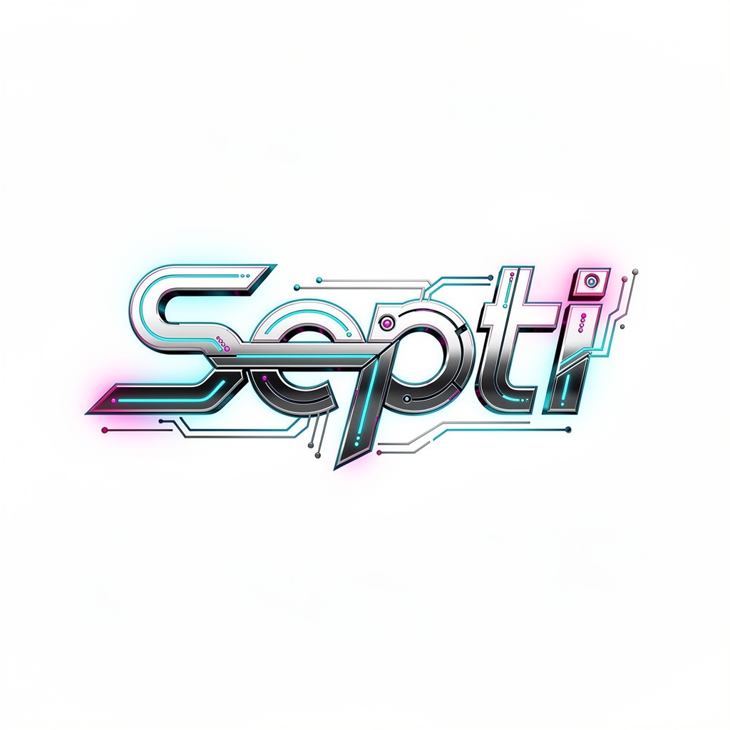 Futuristic NeoFlux tattoo-style emblem spelling Septi on a white background.