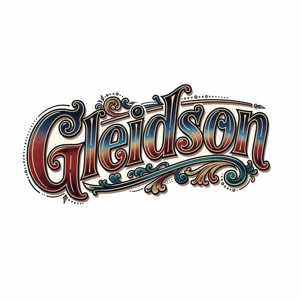 NeoFusion tattoo style emblem of the name Gleidson on white background.