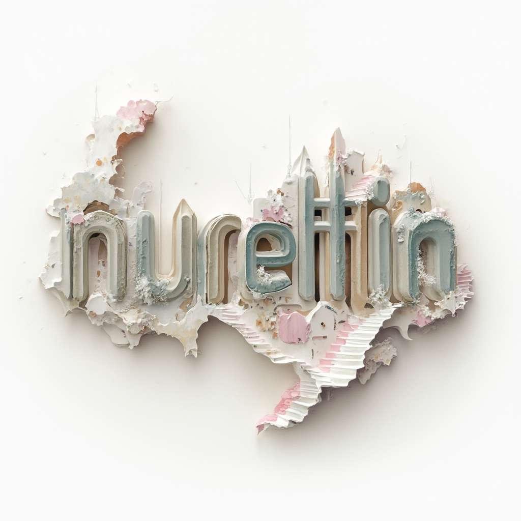 Surreal tattoo design where the name nurettin appears as melting, floating architectural letterforms on a white background.