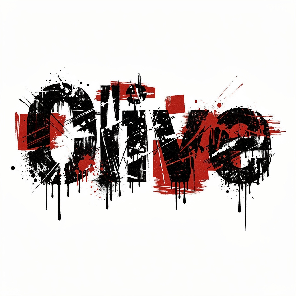 Trash Polka tattoo design of the name Olive with bold black and red fragmented lettering on white.