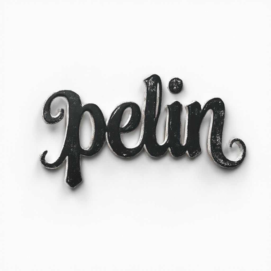 Dimensional stylized lettering tattoo design of the name pelin on a white background