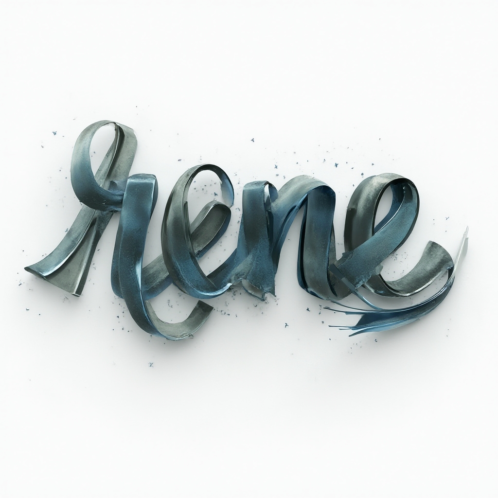 Dimensional ribbon-style tattoo concept where the name rene is formed by twisting shaded letters on a white background.