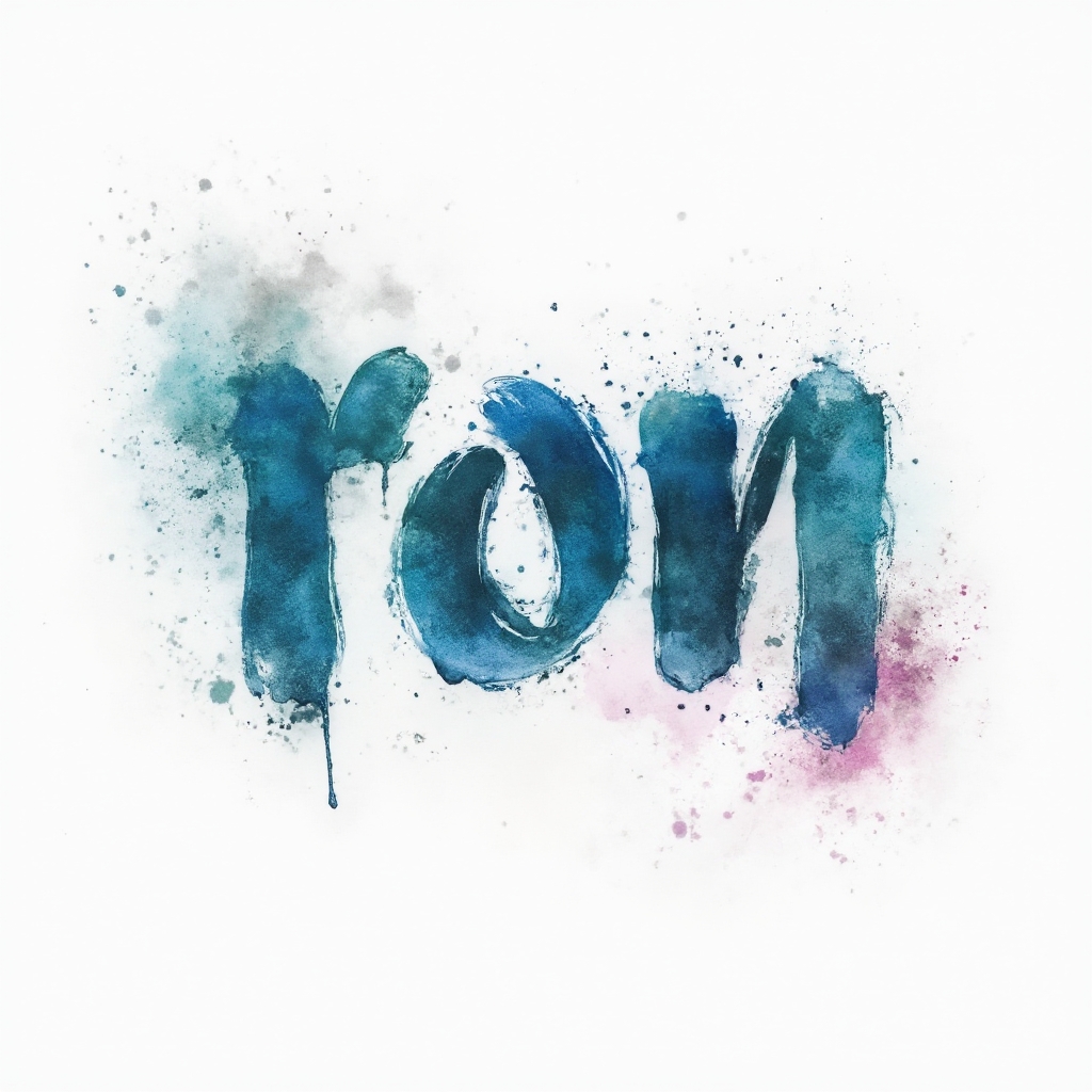 watercolor tattoo concept with the name ron formed by colorful flowing brushstroke letters on a white background