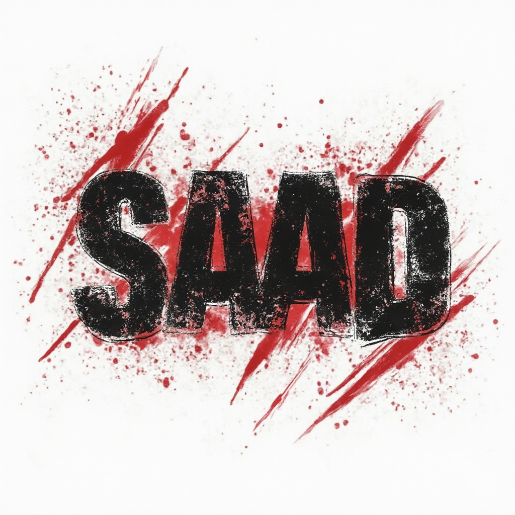 Trash Polka style tattoo concept where the name saad appears in distressed black and red lettering with splatters and streaks on a white background.