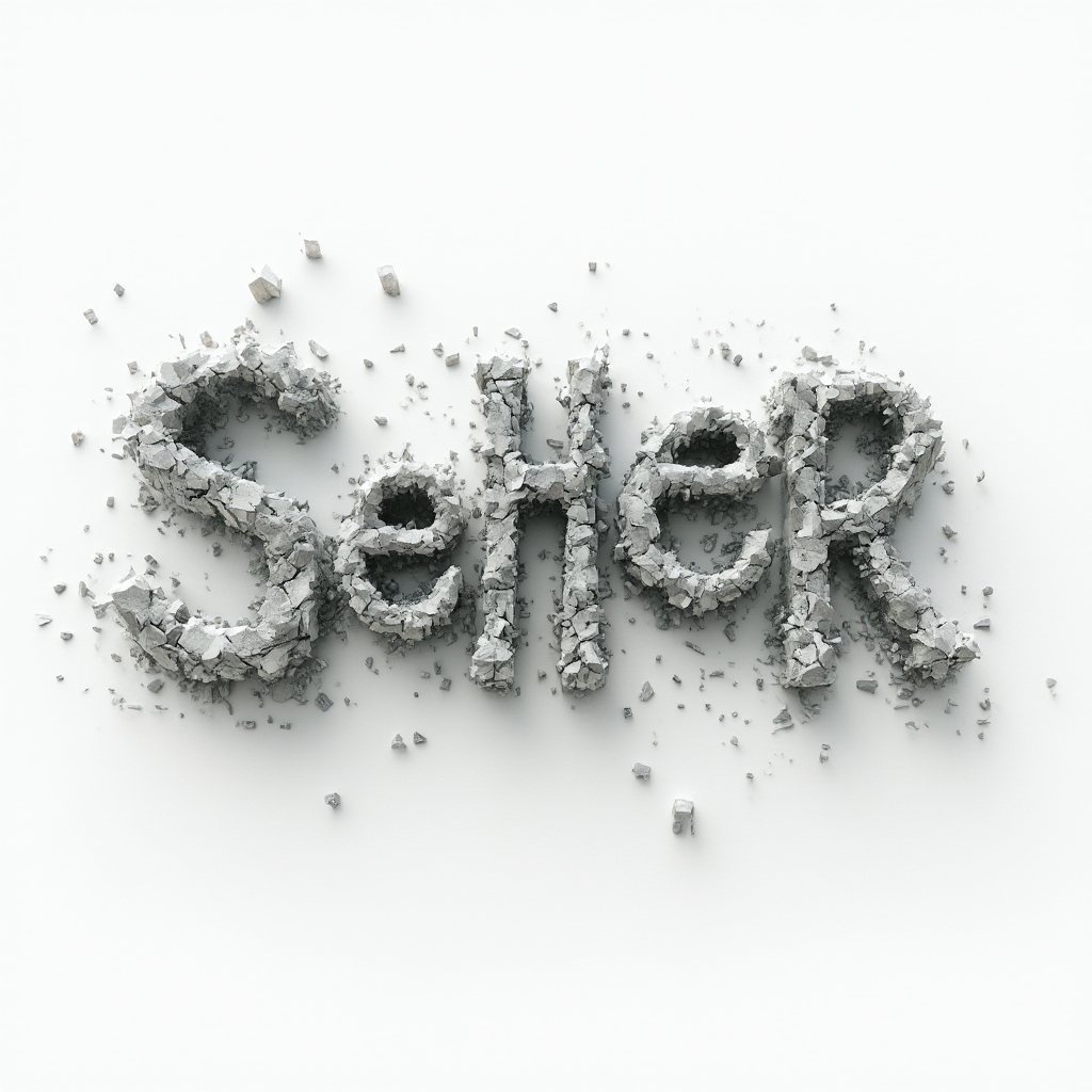 Surreal tattoo concept where the name seher is formed from impossible, melting 3D structures on a white background.