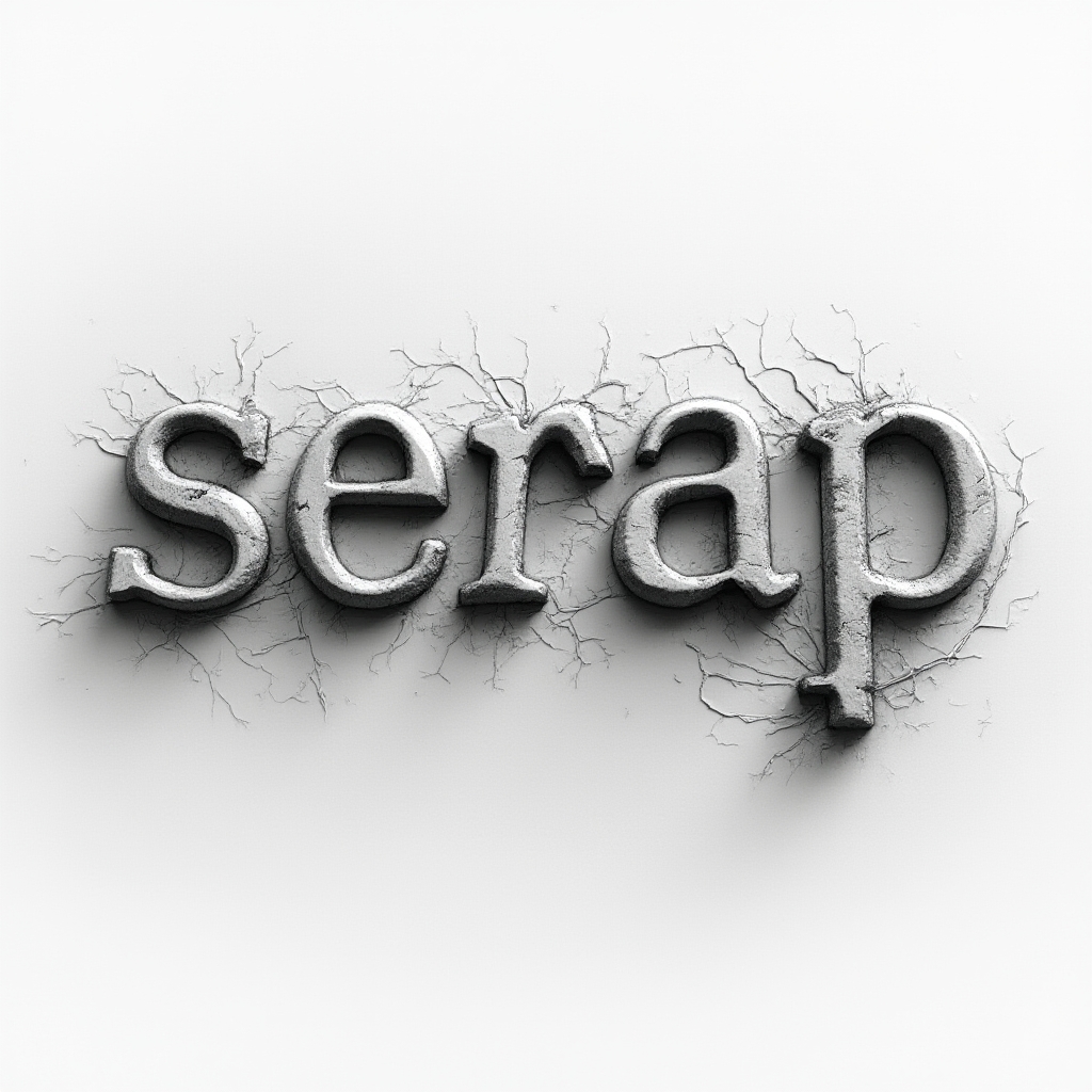 Dimensional engraved-style tattoo concept where the name serap appears chiseled into a stone-like surface on a white background.