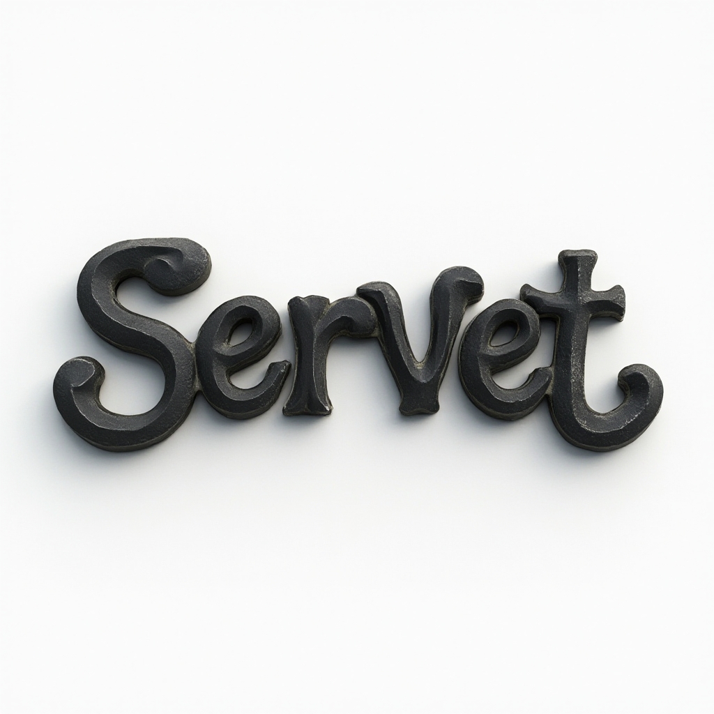 Dimensional name tattoo concept where ‘servet’ appears as bold 3D sculpted letters on a white background.