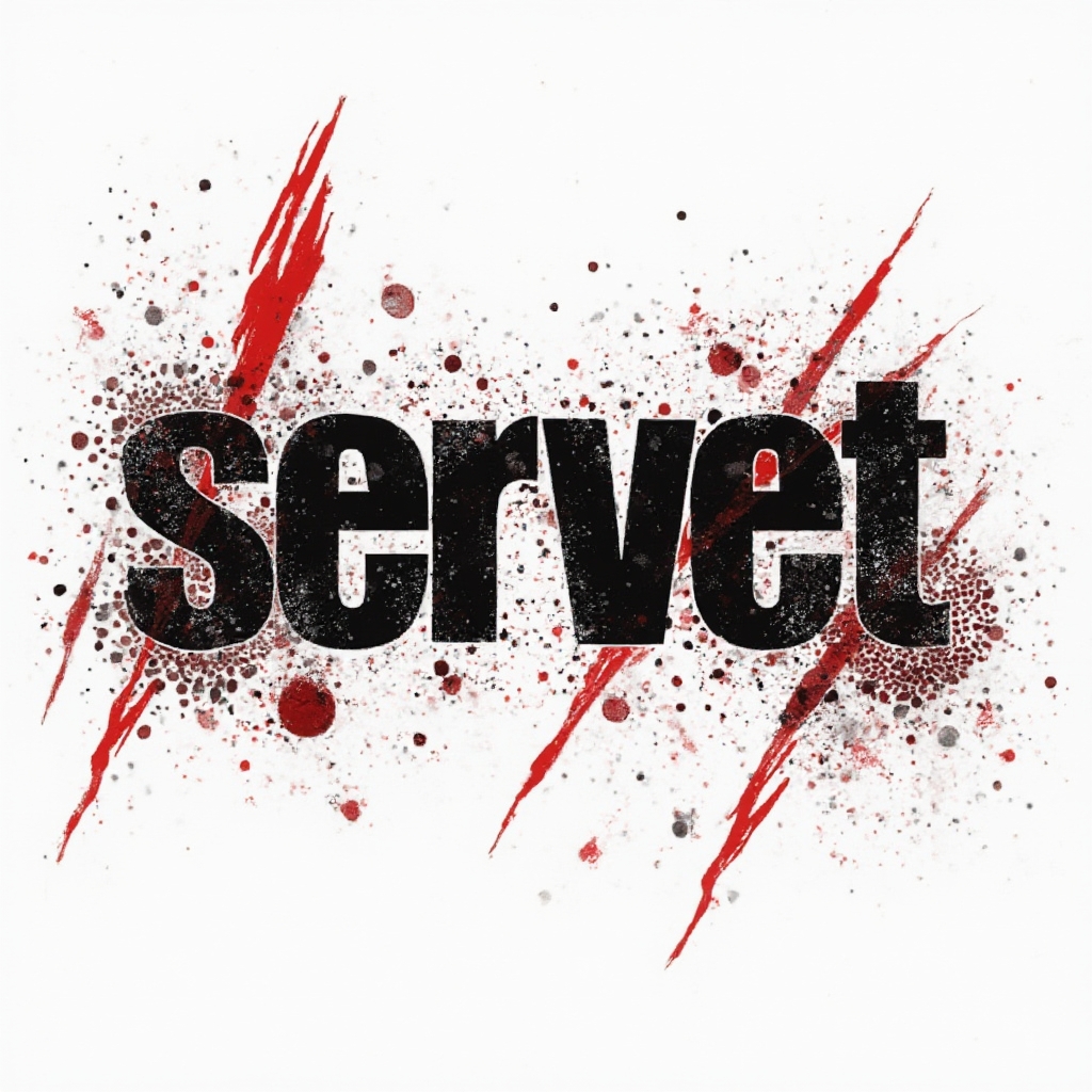 Trash Polka-inspired name tattoo concept where ‘servet’ is rendered in bold black and red graphic forms on a white background.