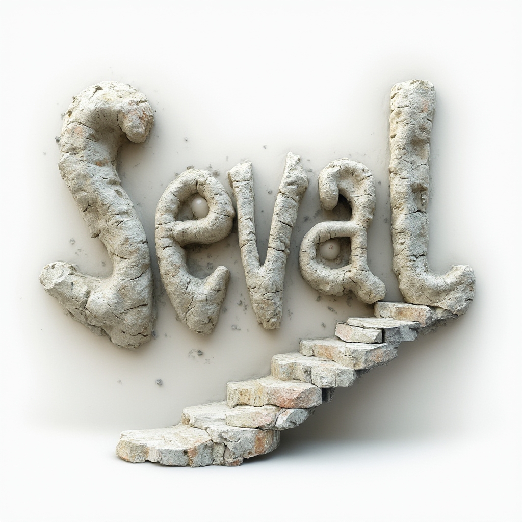 Surreal tattoo concept where the name seval melts into dreamlike architectural shapes on a white background.