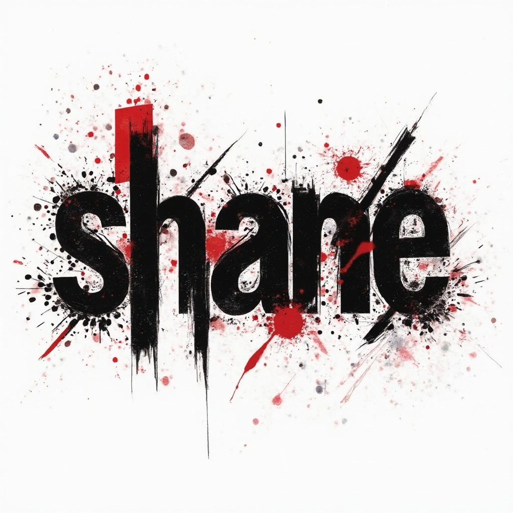 Trash Polka style tattoo concept with the name shane in bold fragmented lettering, black and red on white