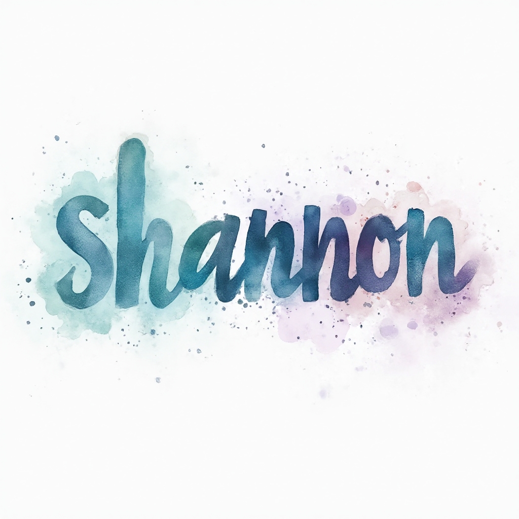 Watercolor-style tattoo concept of the name shannon in flowing colorful ink on a white background