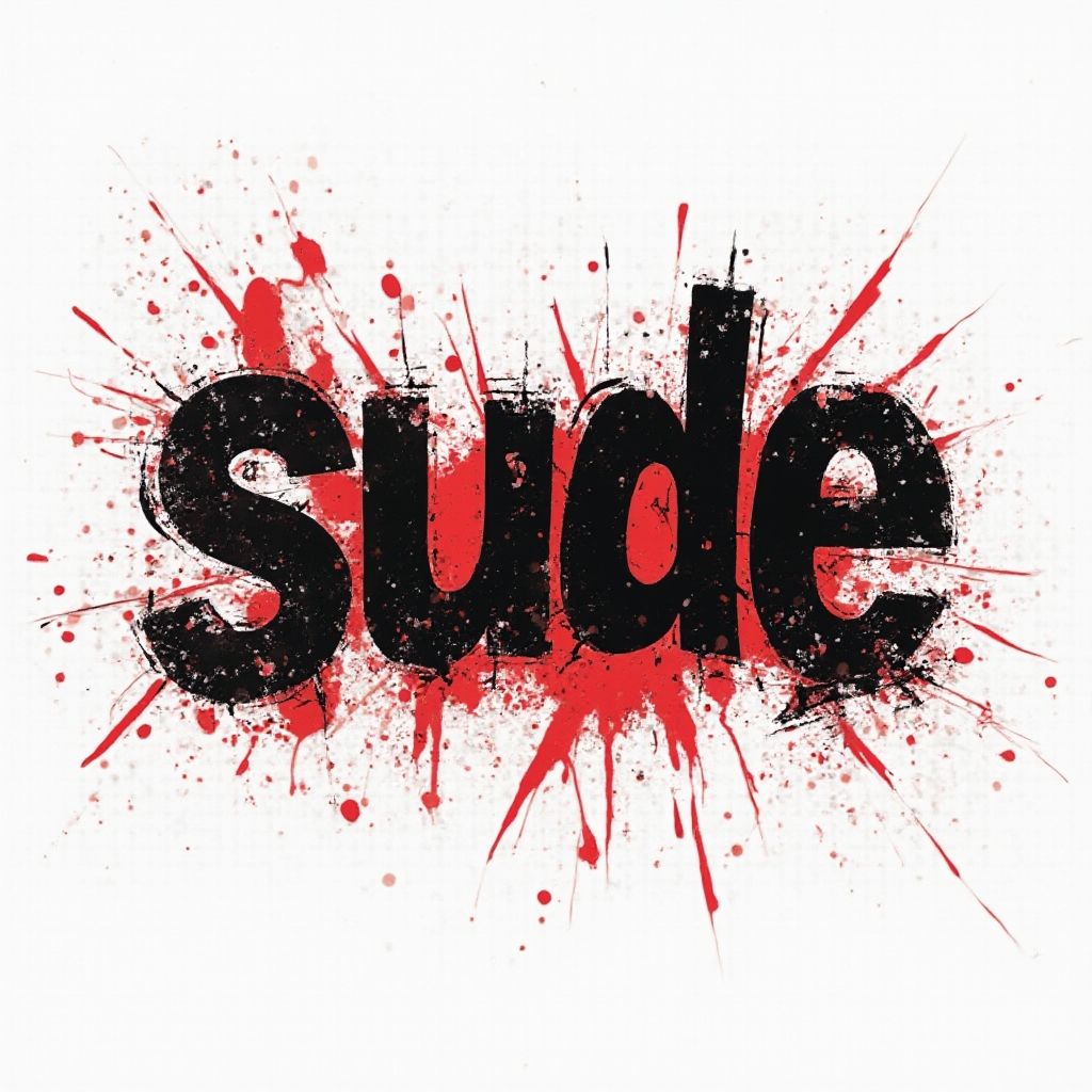 Trash Polka tattoo concept where the name sude is built from broken black letters and red splashes on white.