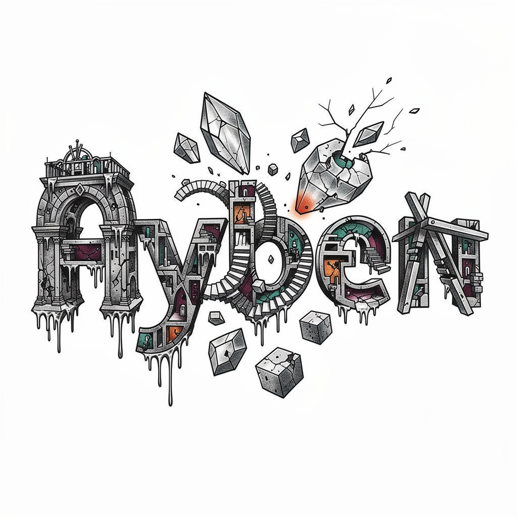 Surrealist tattoo artwork forming the name Ayben