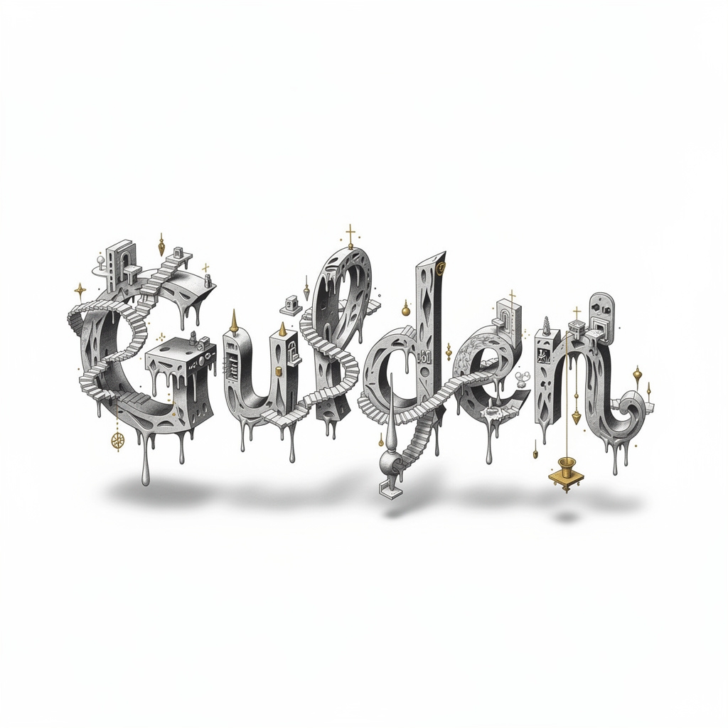 Surrealist tattoo-style design integrating the name Gulden