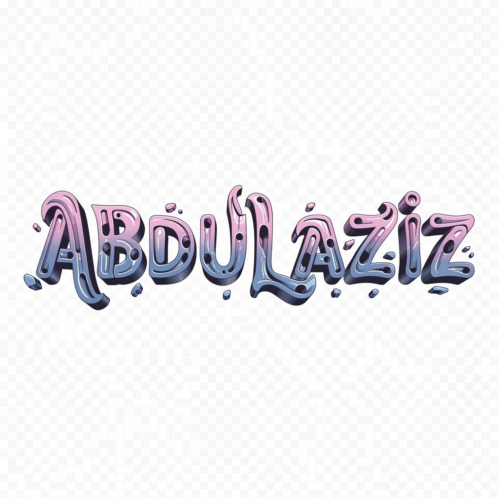 Surrealist tattoo design of the name Abdulaziz with warped dreamlike letters