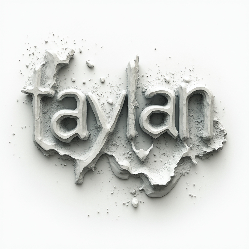 Surreal tattoo concept where the name taylan is formed from melting, floating abstract letters on a white background.