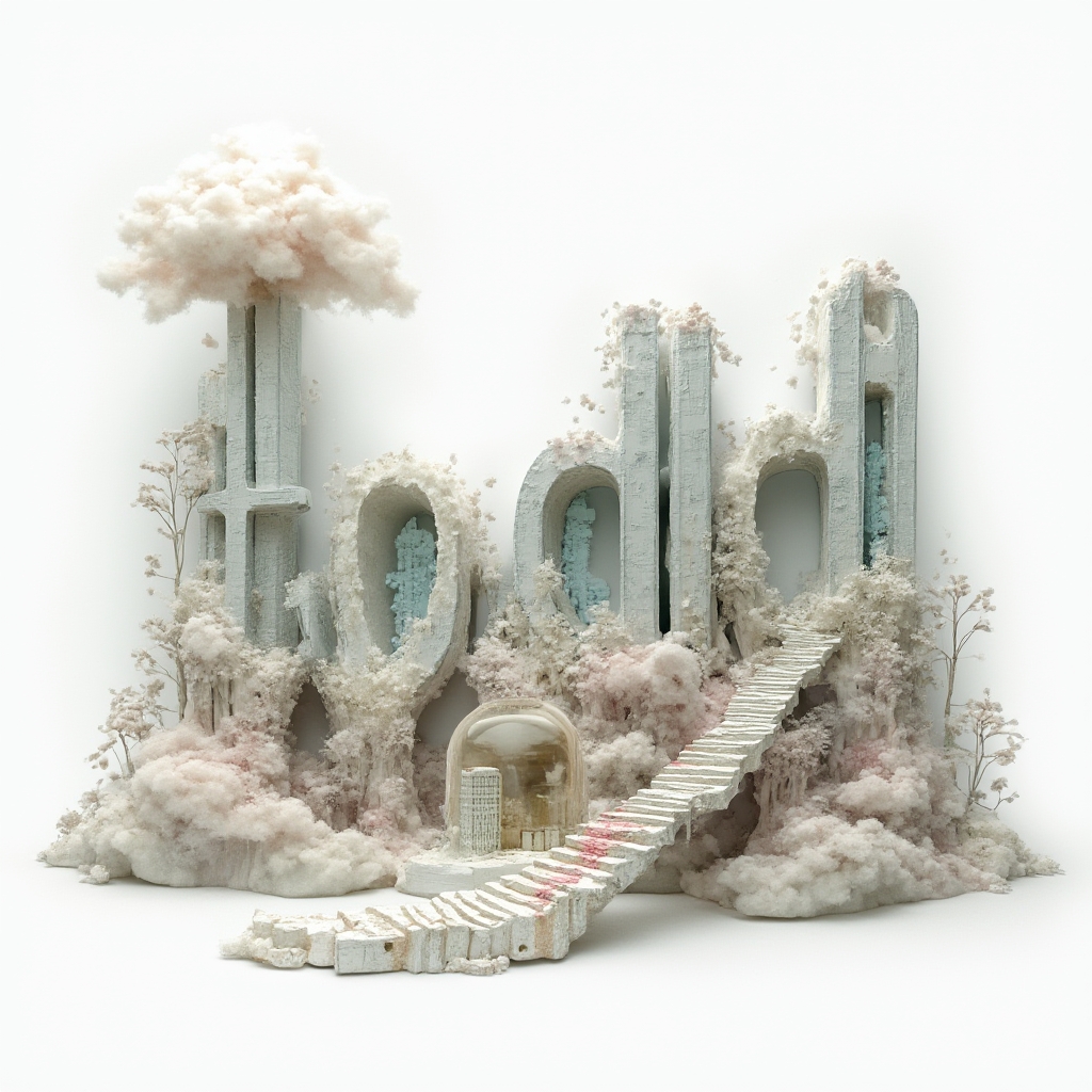 Surrealism-inspired tattoo concept of the name todd as dreamlike sculptural letters on a white background