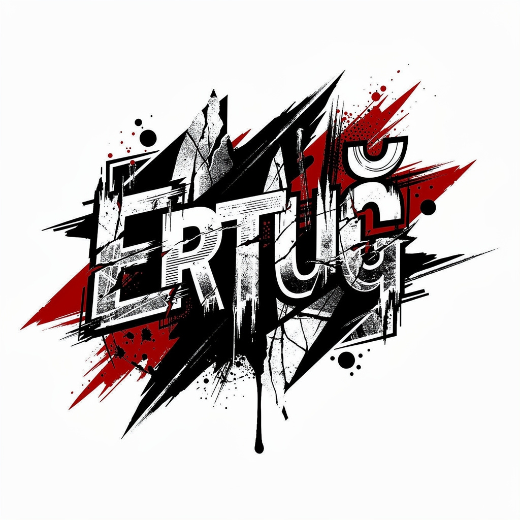 Trash Polka style tattoo design of the name Ertuğ on a white background