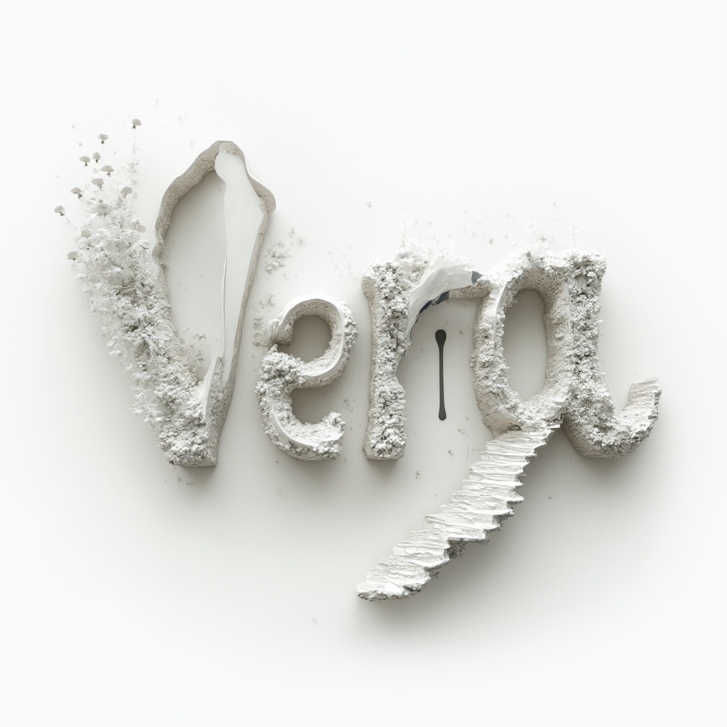 Surreal tattoo concept where the letters of vera become impossible architectural and dreamlike forms on a white background.