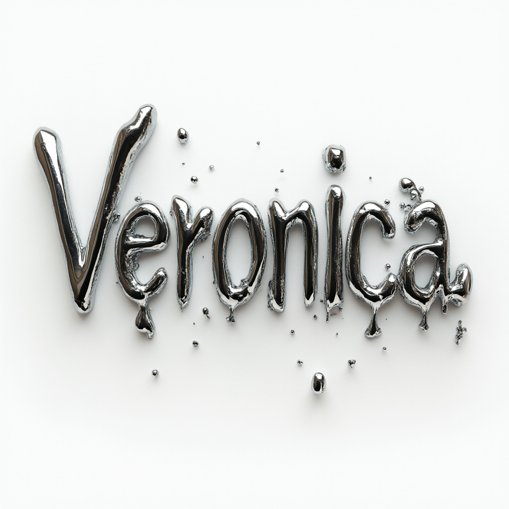 Surrealist tattoo design of the name veronica with morphing, dreamlike lettering on a white background
