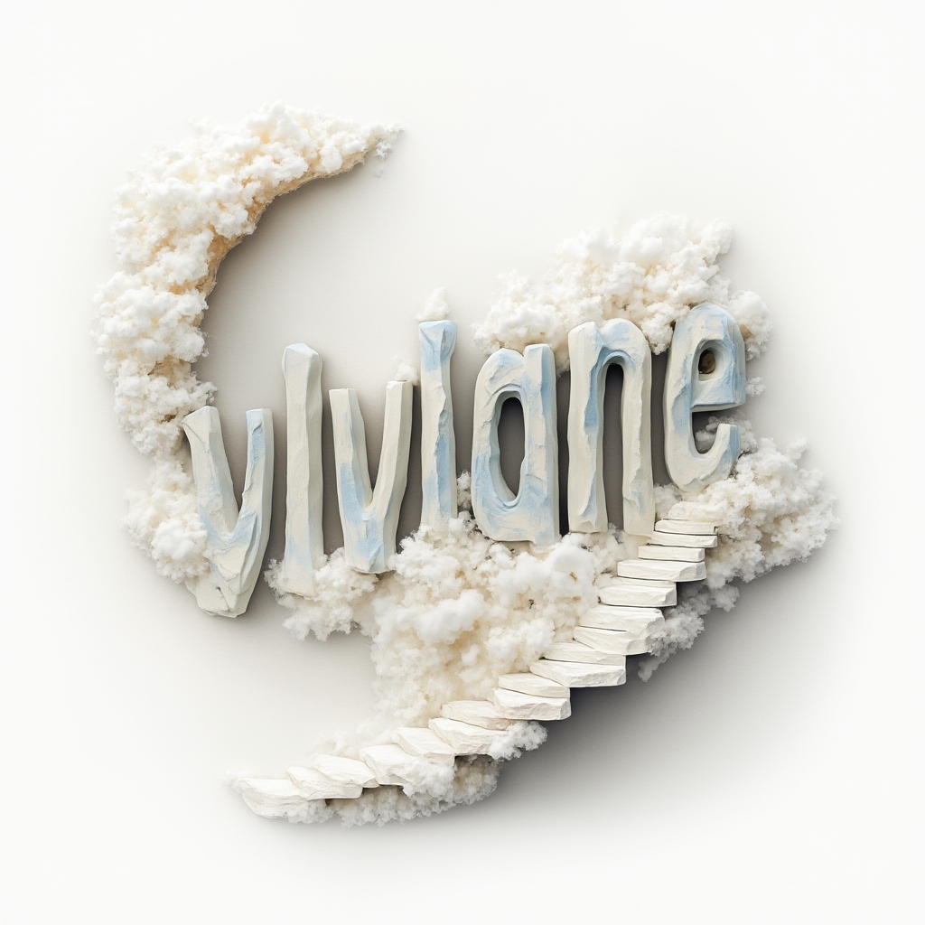 Surreal tattoo concept of the name viviane morphing into dreamlike architectural and abstract forms.