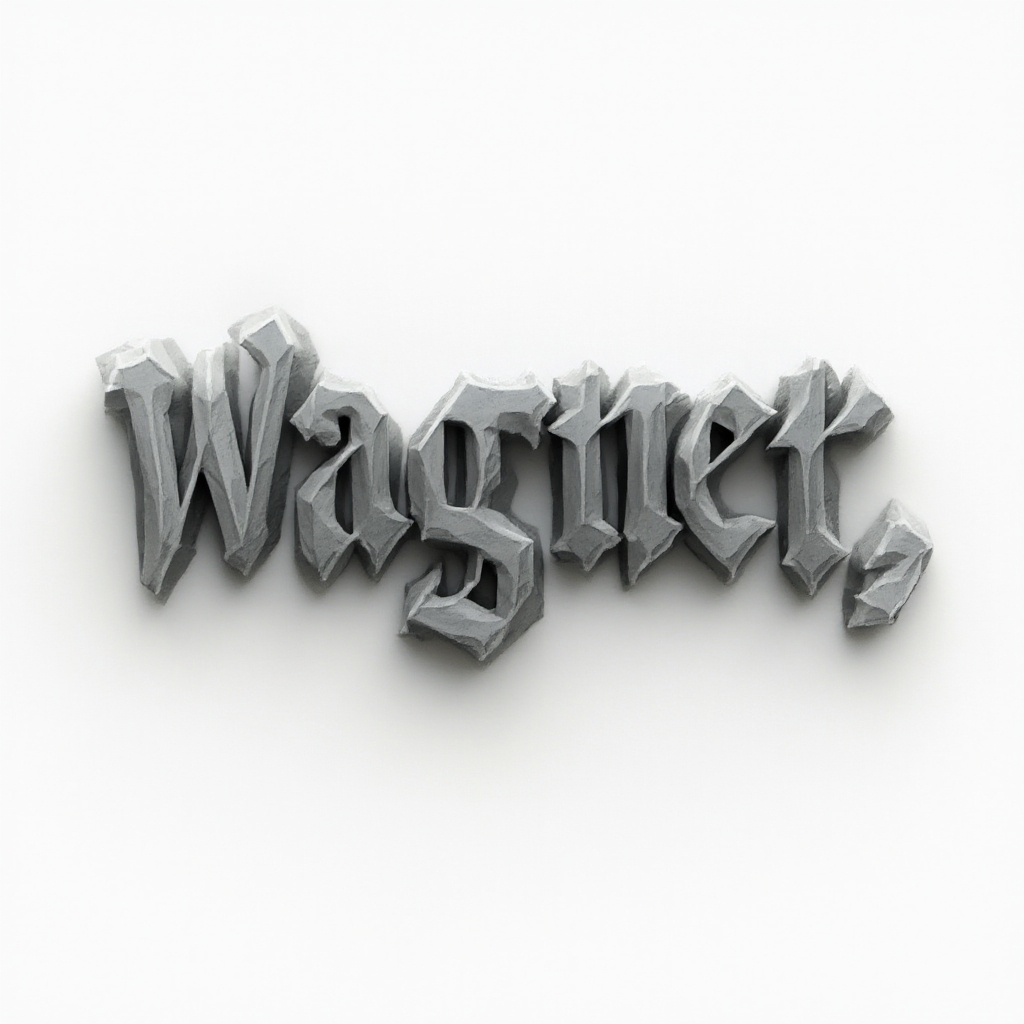 three-dimensional structural lettering tattoo concept spelling wagner on a white background