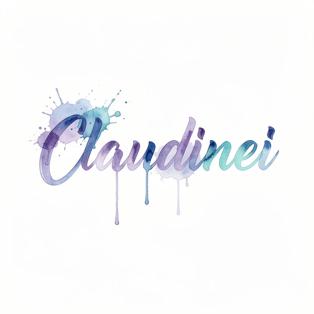 Watercolor tattoo design of the name Claudinei on a white background.