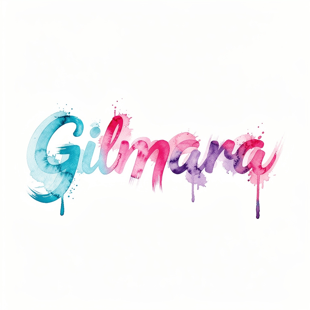 Watercolor tattoo-style lettering of the name Gilmara on a white background.