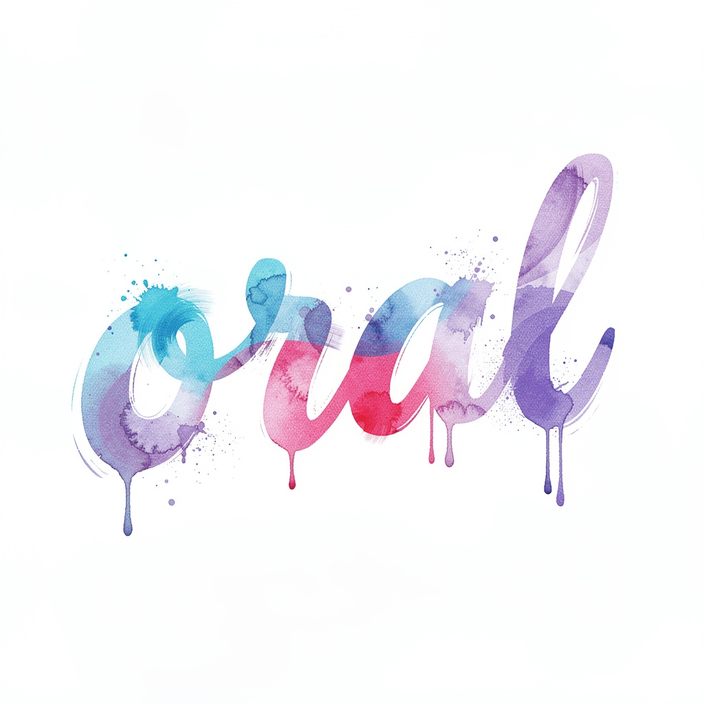 Watercolor tattoo-style design of the name Oral on a white background