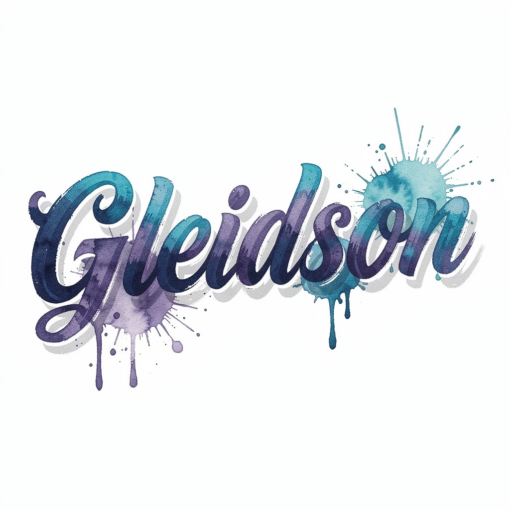 Watercolor tattoo design of the name Gleidson on a white background.