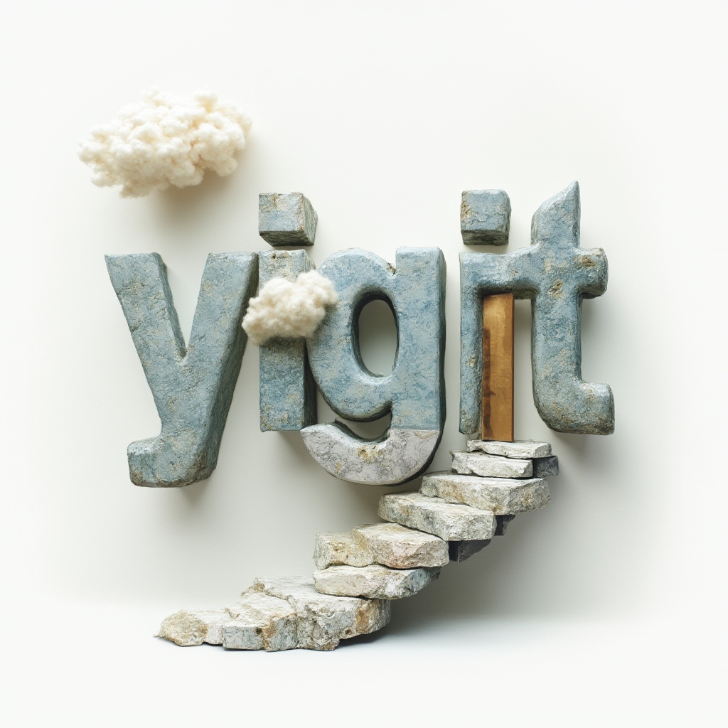 Surreal tattoo design of the name yigit transforming into dreamlike shapes on a white background