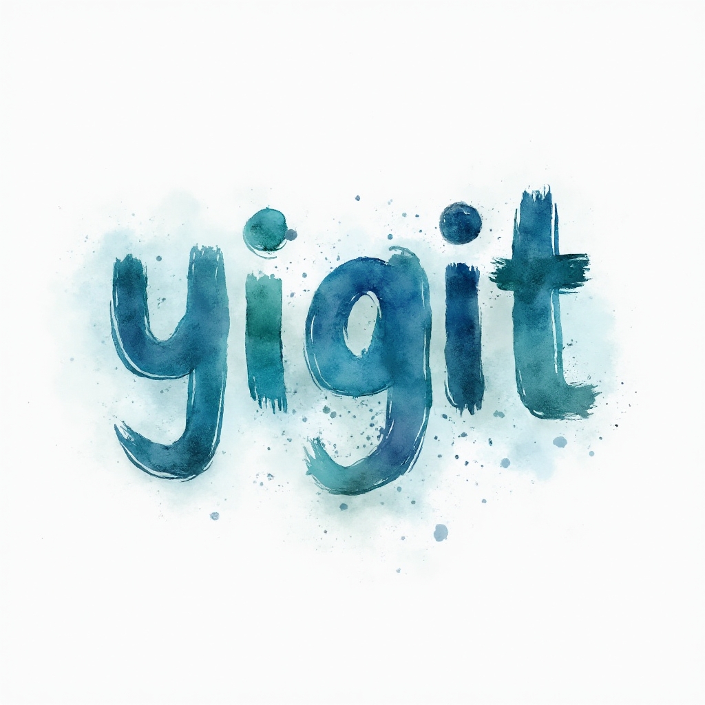 Watercolor tattoo concept of the name yigit in flowing painted letters on a white background
